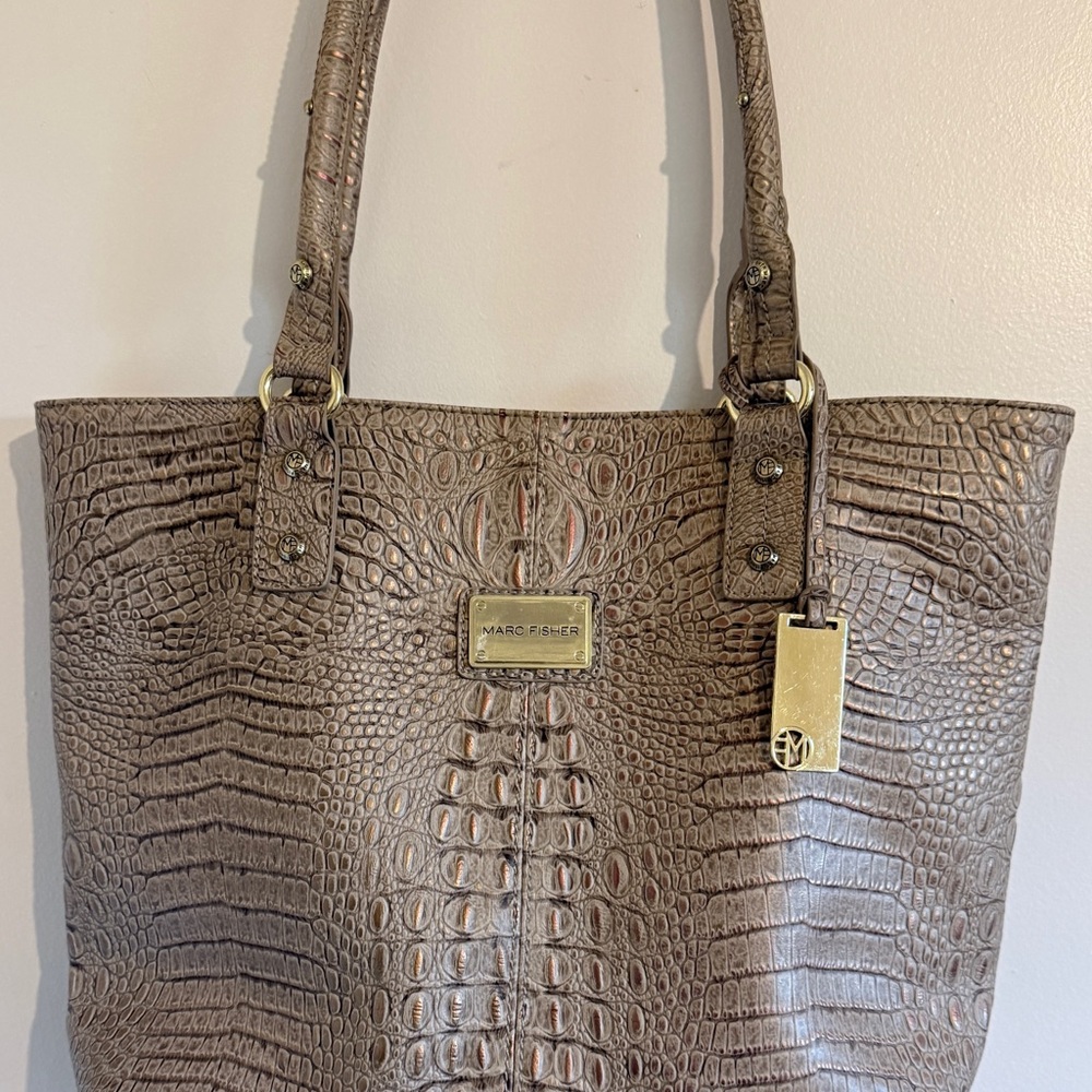 Marc Fisher Embossed Brown Tote Bag